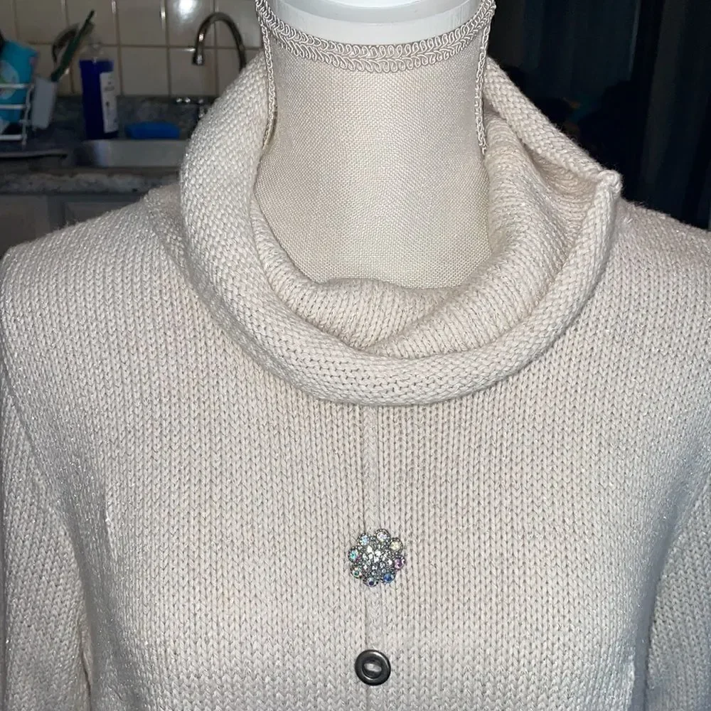 Pure handknit cowl neck sweater